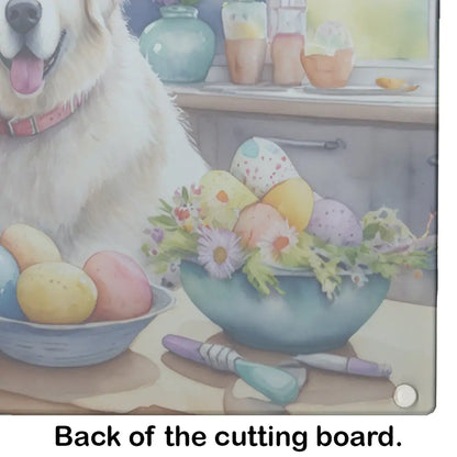 Decorating Easter Great Pyrenees Glass Cutting Board