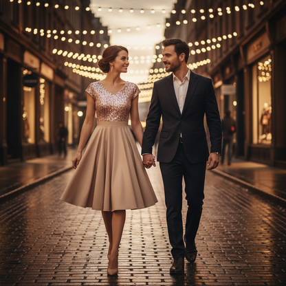 Women's Elegant Sequin V Neck Cap Sleeves Pleated Evening Cocktail Dress