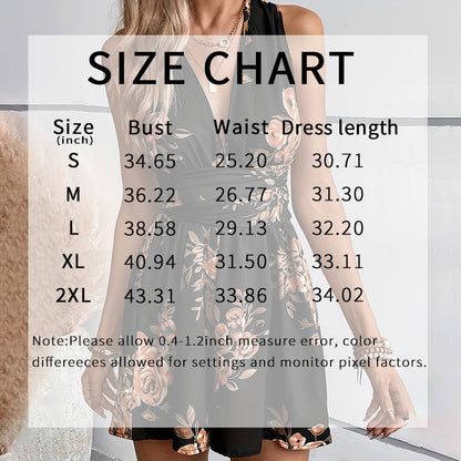 Women's Floral Print Deep V Neck Tie Back Sleeveless Romper Short Jumpsuit