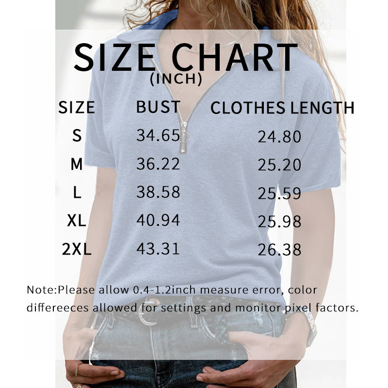 Women's Polo Shirts Summer Business Casual Work Tops Short Sleeve Zipper Collared V Neck Blouse
