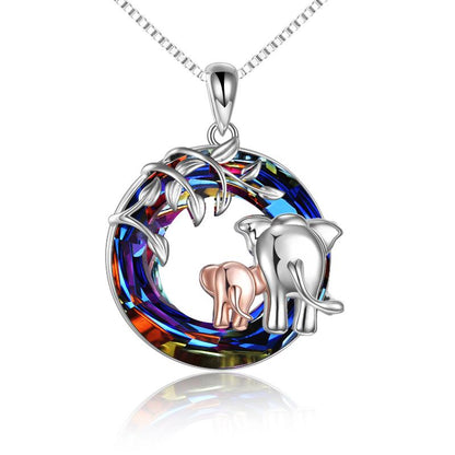 925 silver Elephant Necklace with Crystal Jewelry Gifts for Women Sterling Silver