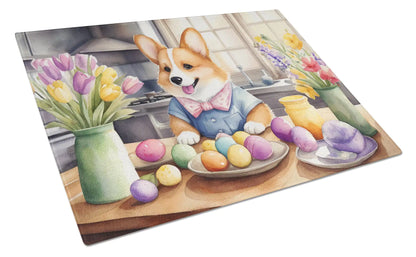 Decorating Easter Corgi Glass Cutting Board