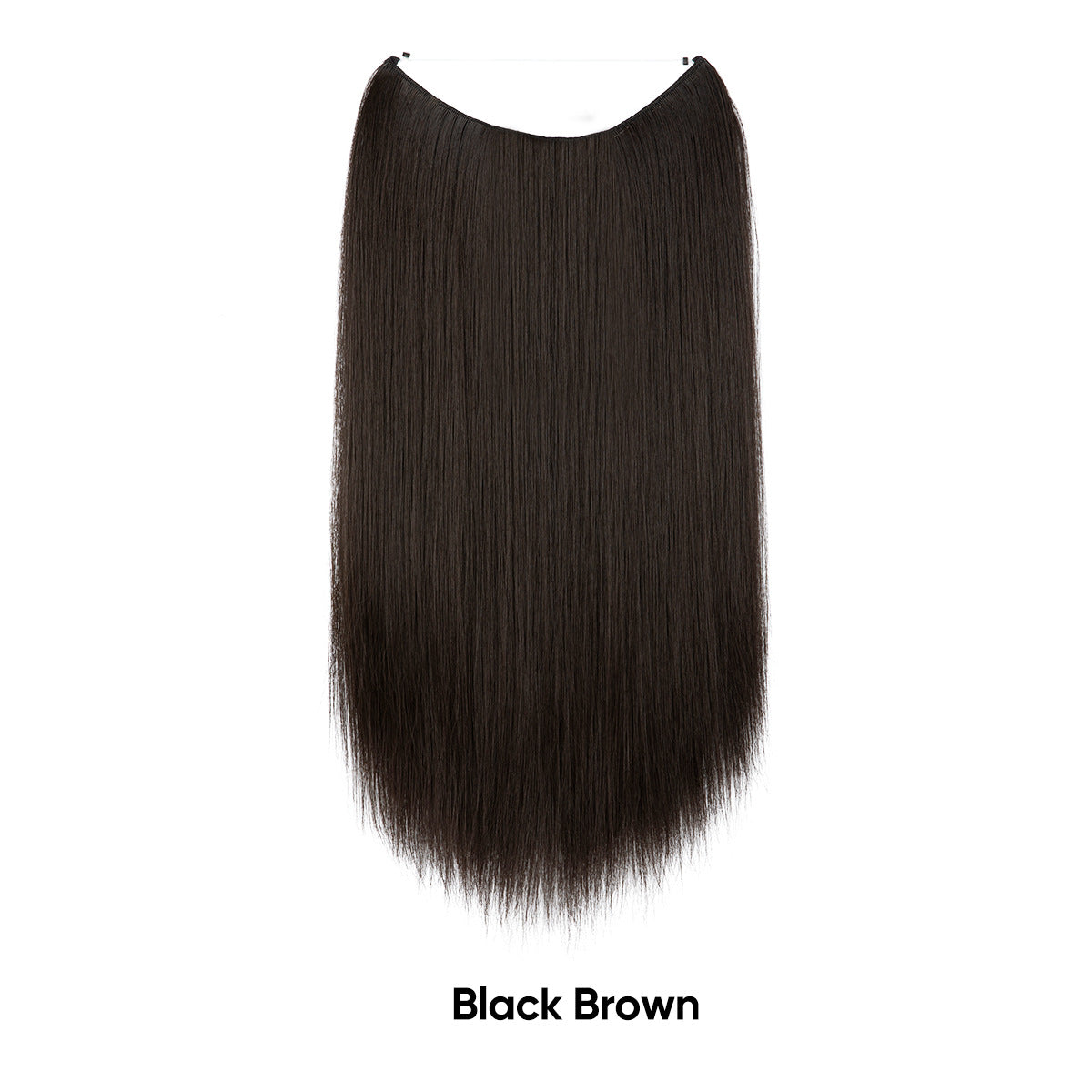 Dark brown to golden blonde straight hair extension piece with fishline base