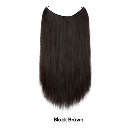 Dark brown to golden blonde straight hair extension piece with fishline base