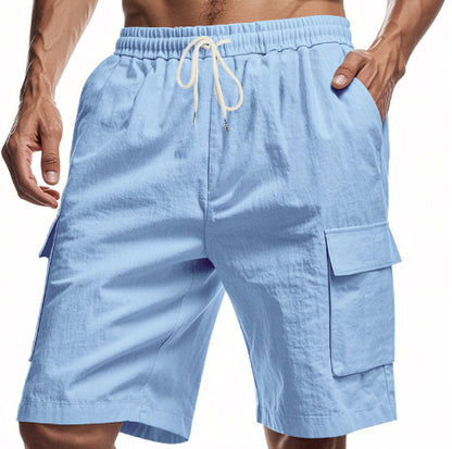 Loose And Leisure Solid Color Linen Drawstring Shorts