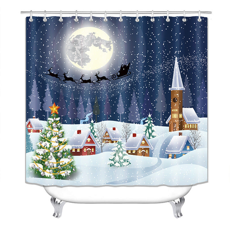 Creative Shower Curtain Waterproof Christmas Shower Curtain Cloth