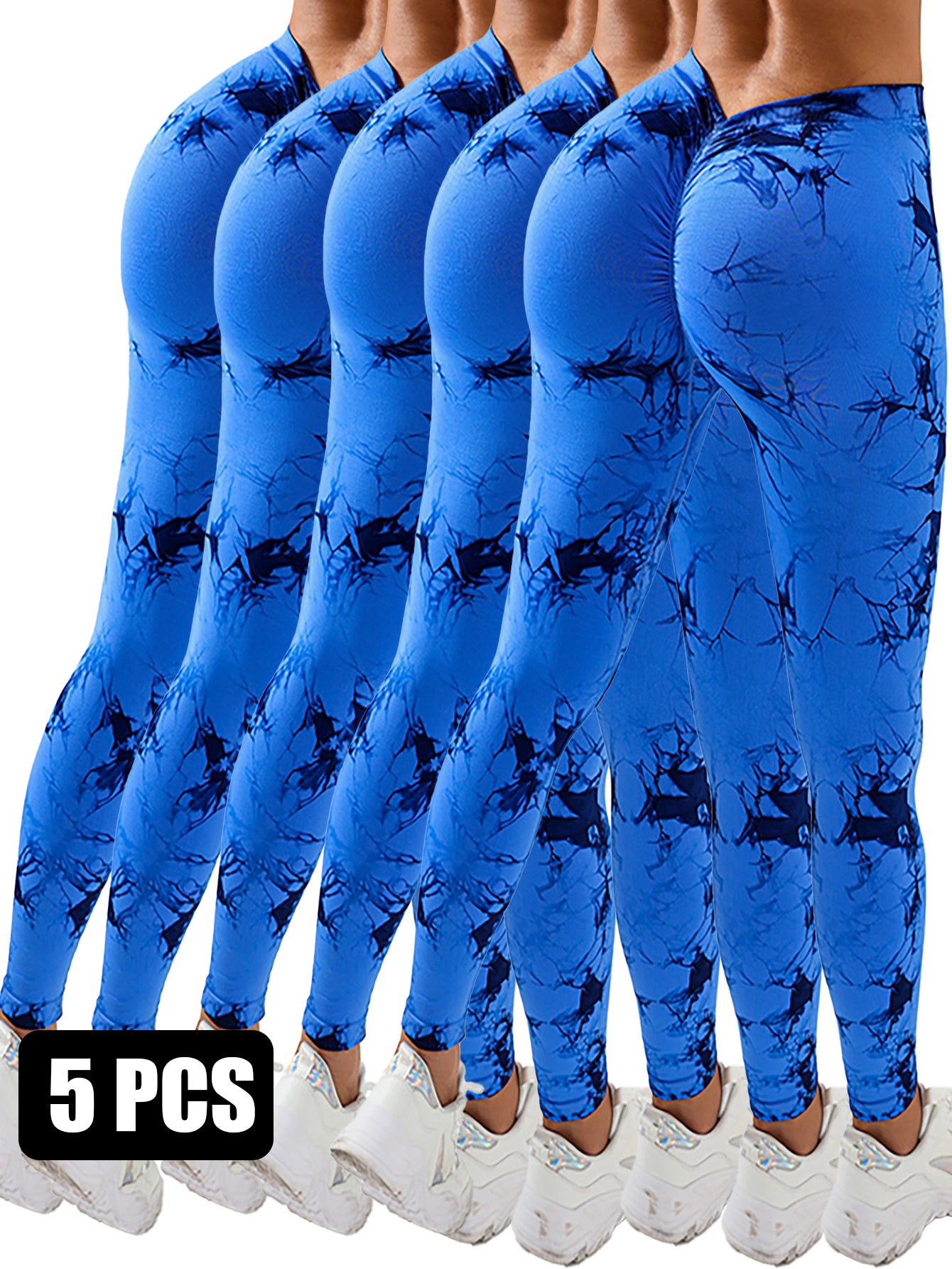 5pcs Dyed With A Waistband At The Lower Back Active Yoga Pants