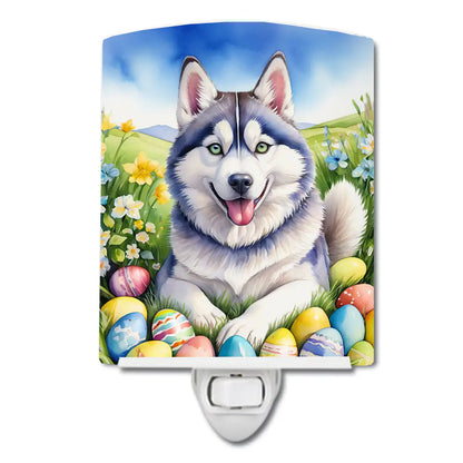 Siberian Husky Easter Egg Hunt Ceramic Night Light
