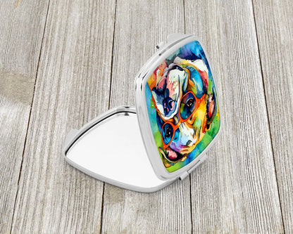 English Bulldog Hippie Dawg Compact Mirror