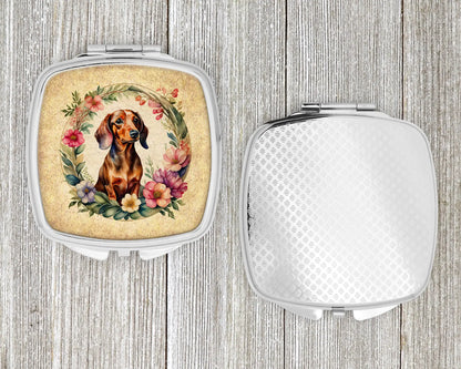 Dachshund and Flowers Compact Mirror