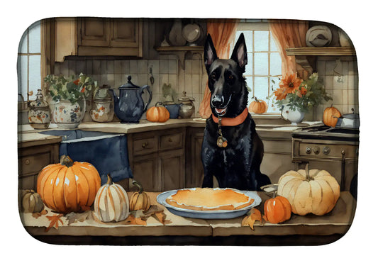 Belgian Malinois Fall Kitchen Pumpkins Dish Drying Mat