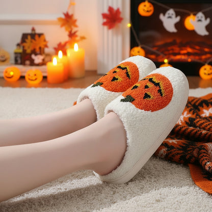 Halloween Pumpkin Cartoon Slippers Warm Winter Men And Women Couples Indoor