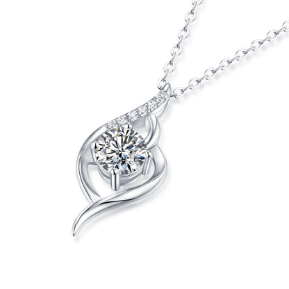 A Beautiful City Luxury Fashion Diamond Pendant Necklace Set With Mosan Diamond Silver Ornaments