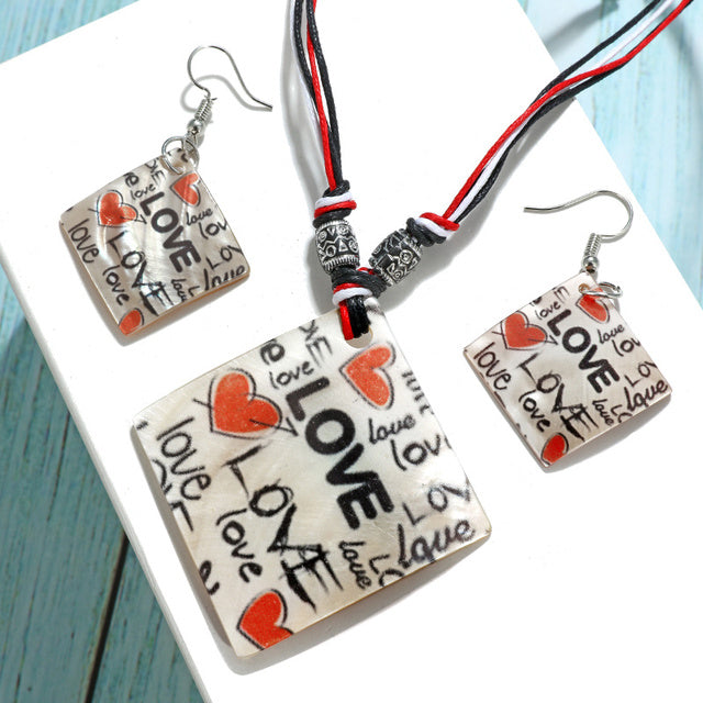 Fashion Jewelry Set Leather Necklace Earrings