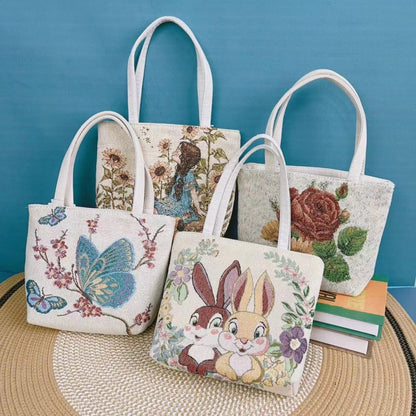 Double-sided Gold Wire Handheld Canvas Small Bag Wear-resistant