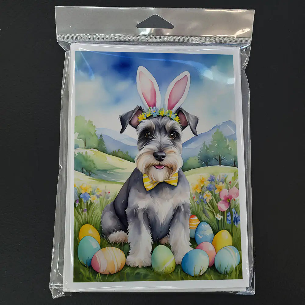 Schnauzer Easter Egg Hunt Greeting Cards Pack of 8