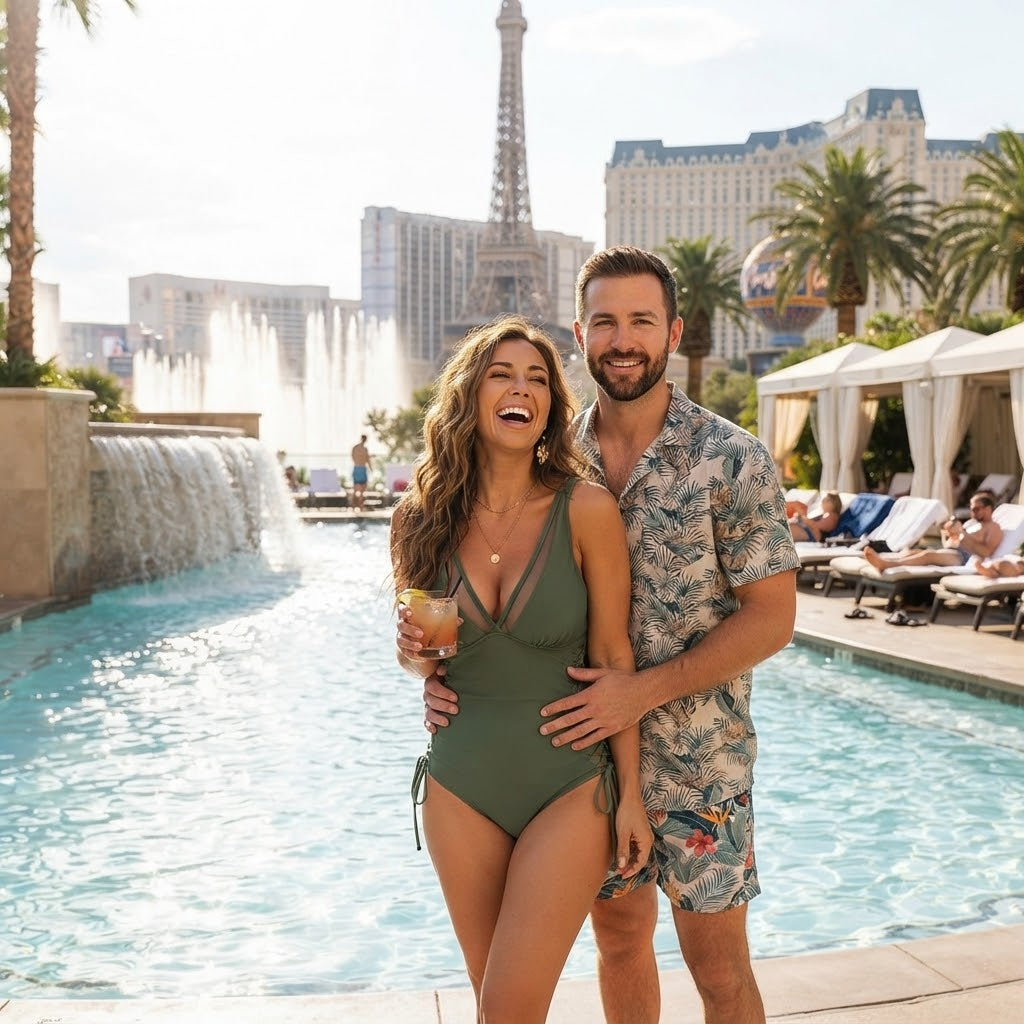Green V-neck one-piece swimsuit with side drawstring ties