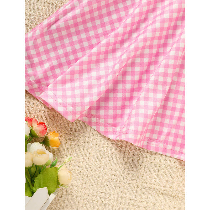 Sweet Baby Toddler Girl's Short Sleeve Letter Heart Print Doll Collar Dress With Matching Headband