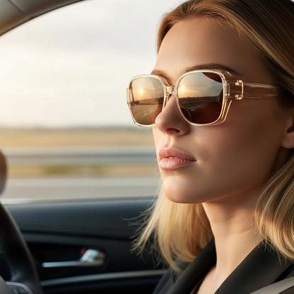 Dual-Use Clip-On Fashion Glasses - Crystals, Stylish Rectangular Design, Unisex, Driving Accessories, Eyewear