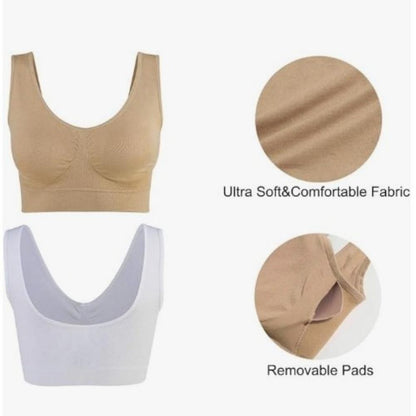 3-Pack Sports Bras, Padded Strappy Racerback Push Up Open Back Medium Support Sports Yoga