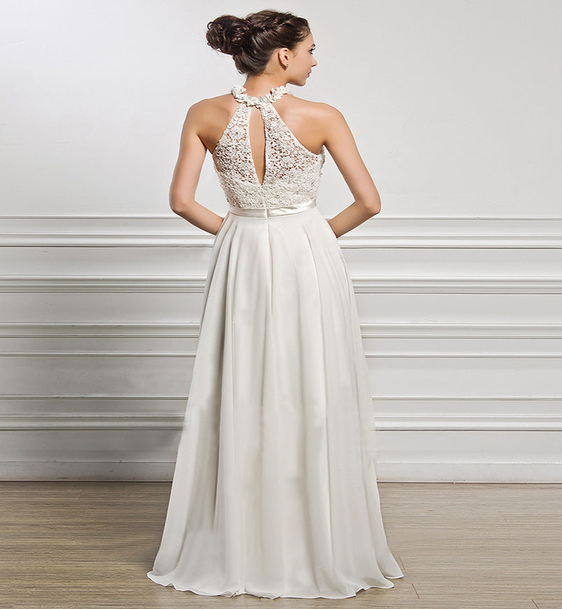 Sleeveless Halter neck Wedding Temperament Bridesmaid Dress