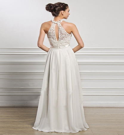 Sleeveless Halter neck Wedding Temperament Bridesmaid Dress