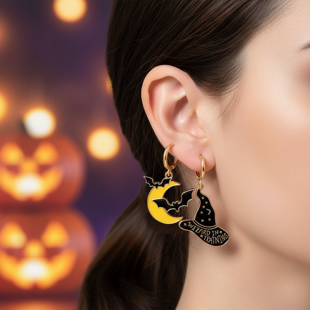 Halloween Funny Earrings Female Personality Ghost Pumpkin Bat Cartoon