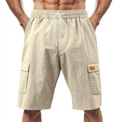 Loose And Leisure Solid Color Linen Drawstring Shorts
