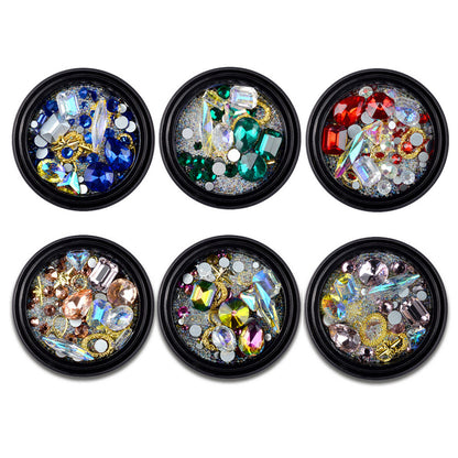 6 Boxes 3D DIY Gemstone Mix Nails Art Rhinestones Decoration Glitter For Crafts Beads