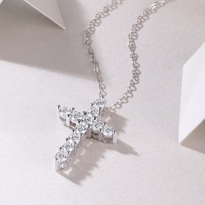 Faith Luxury Fashion Diamond Pendant Necklace Set With Mosan Diamond Silver Ornaments