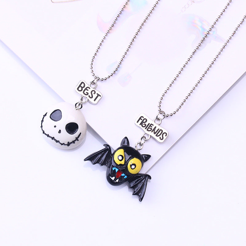 Popular Halloween Doll Bat Children's Necklace Two-piece