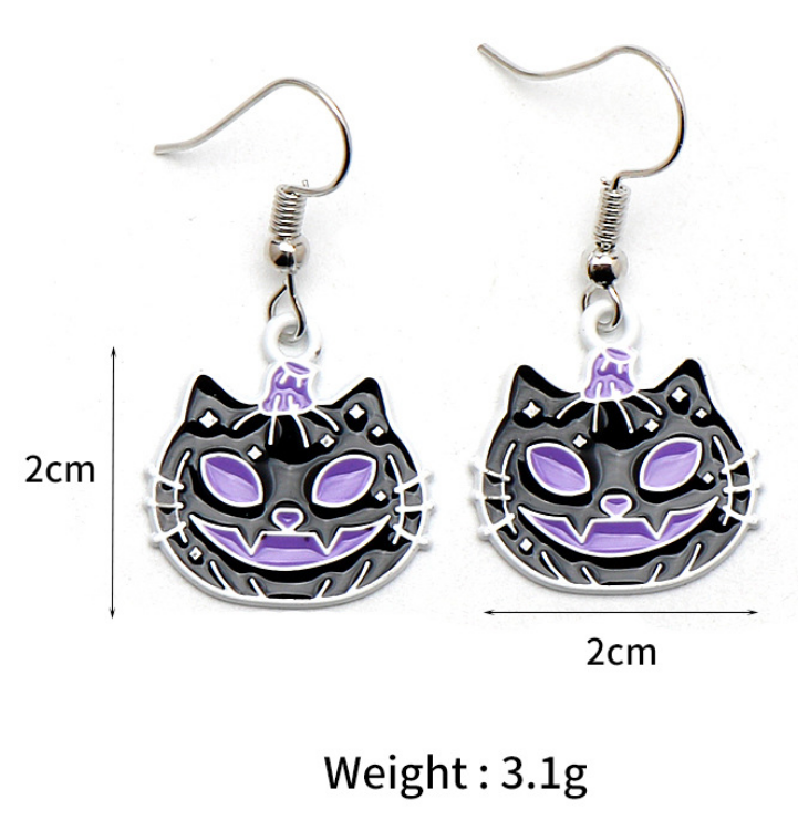 Pumpkin Cat Ghost Skull Earrings