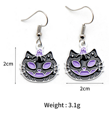 Pumpkin Cat Ghost Skull Earrings