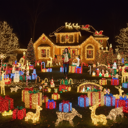 Christmas 3D Digital Print Casual Loose Fit Hooded Pullover Sweatshirt