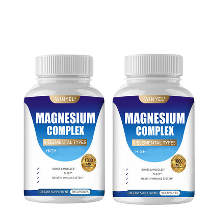 Magnesium complex dietary supplement bottle pair