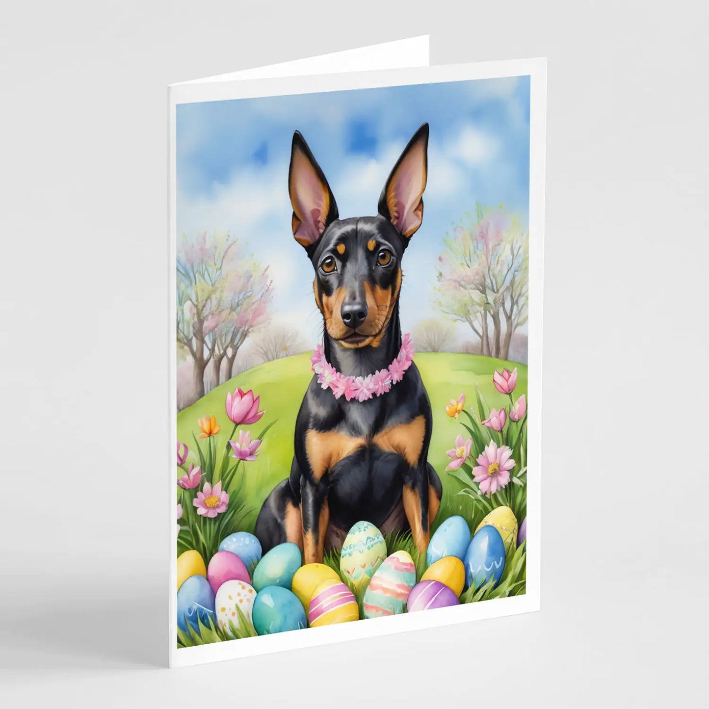 Manchester Terrier Easter Egg Hunt Greeting Cards Pack of 8