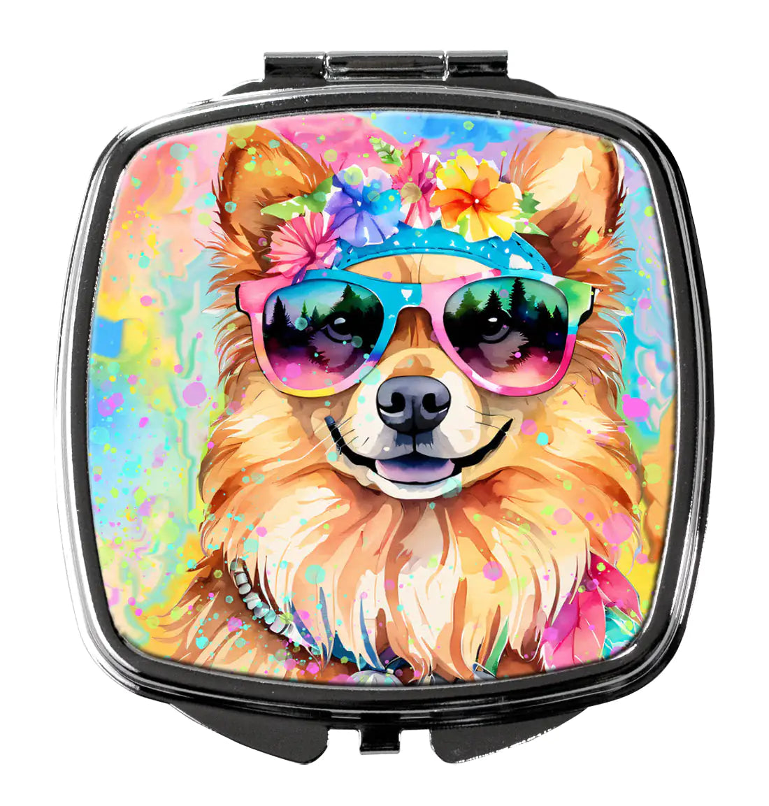 Pomeranian Hippie Dawg Compact Mirror