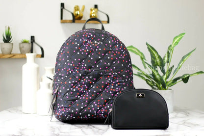 Kate Spade Karissa Large Nylon Quilted Festive Backpack Bundle