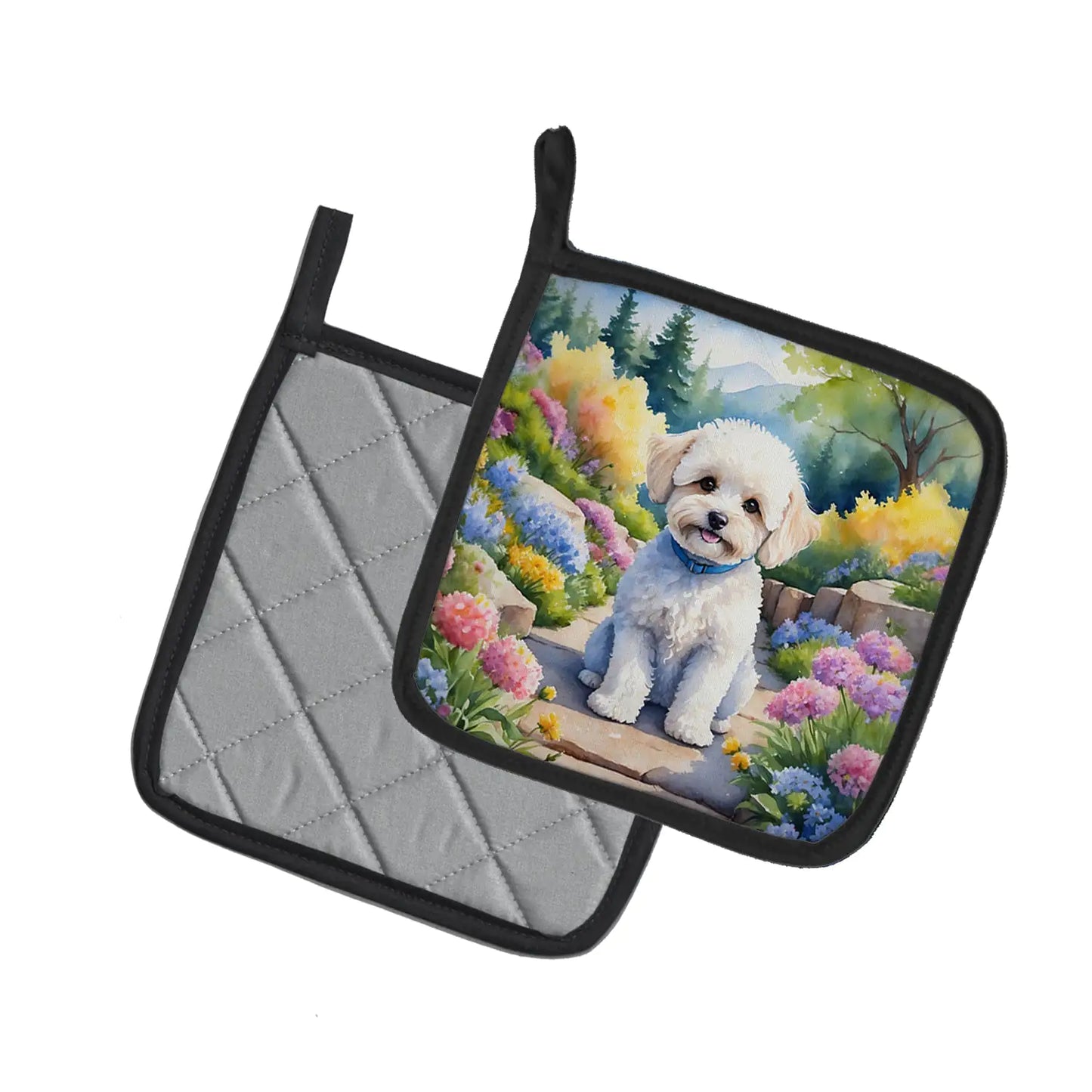 Maltipoo Spring Path Pair of Pot Holders