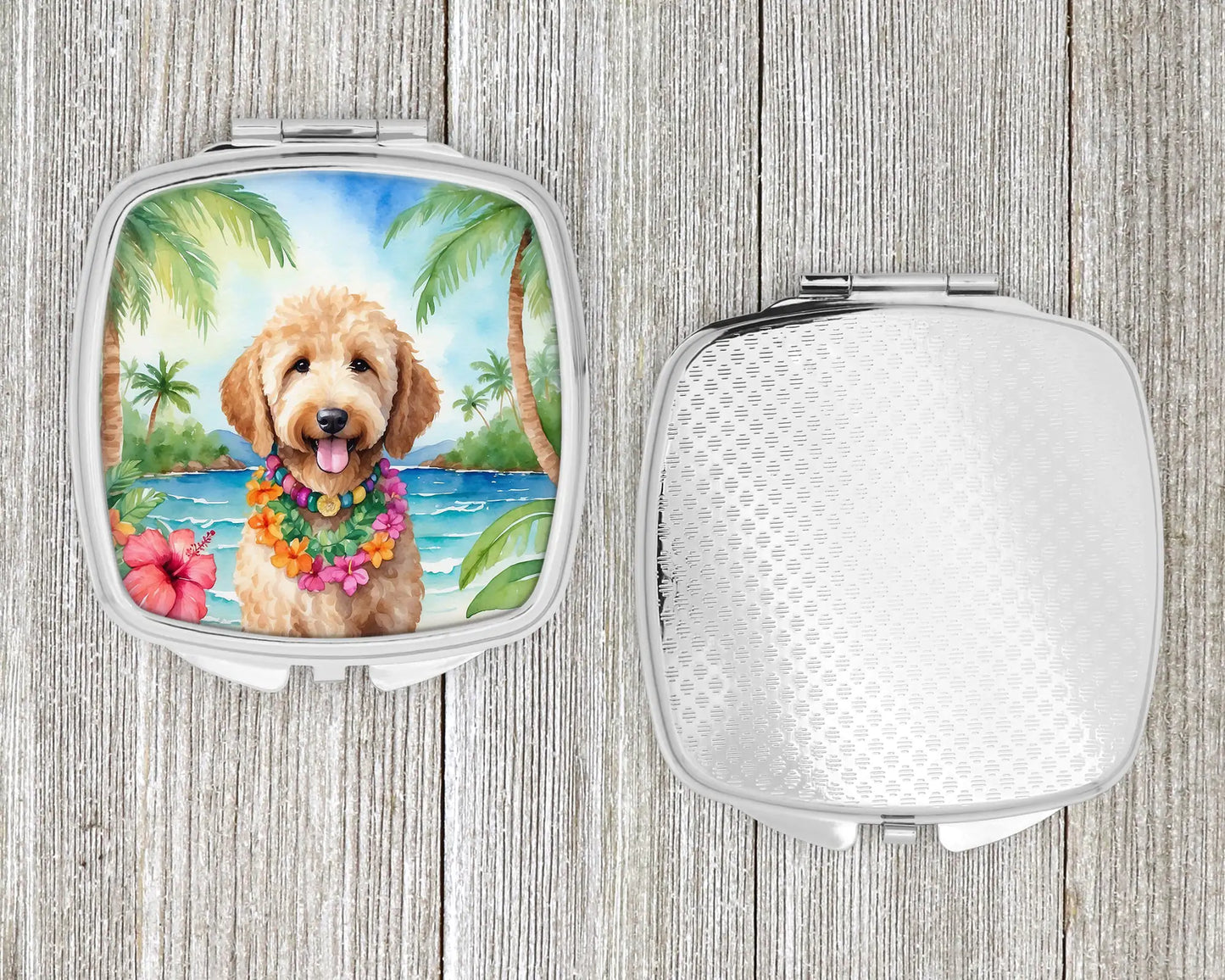 Goldendoodle Luau Compact Mirror