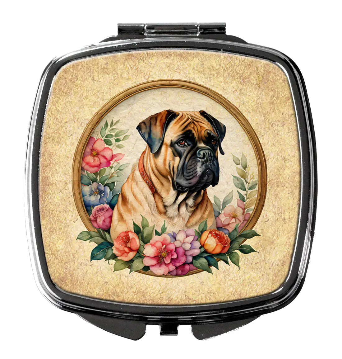 Bullmastiff and Flowers Compact Mirror