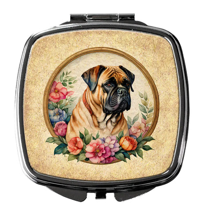 Bullmastiff and Flowers Compact Mirror