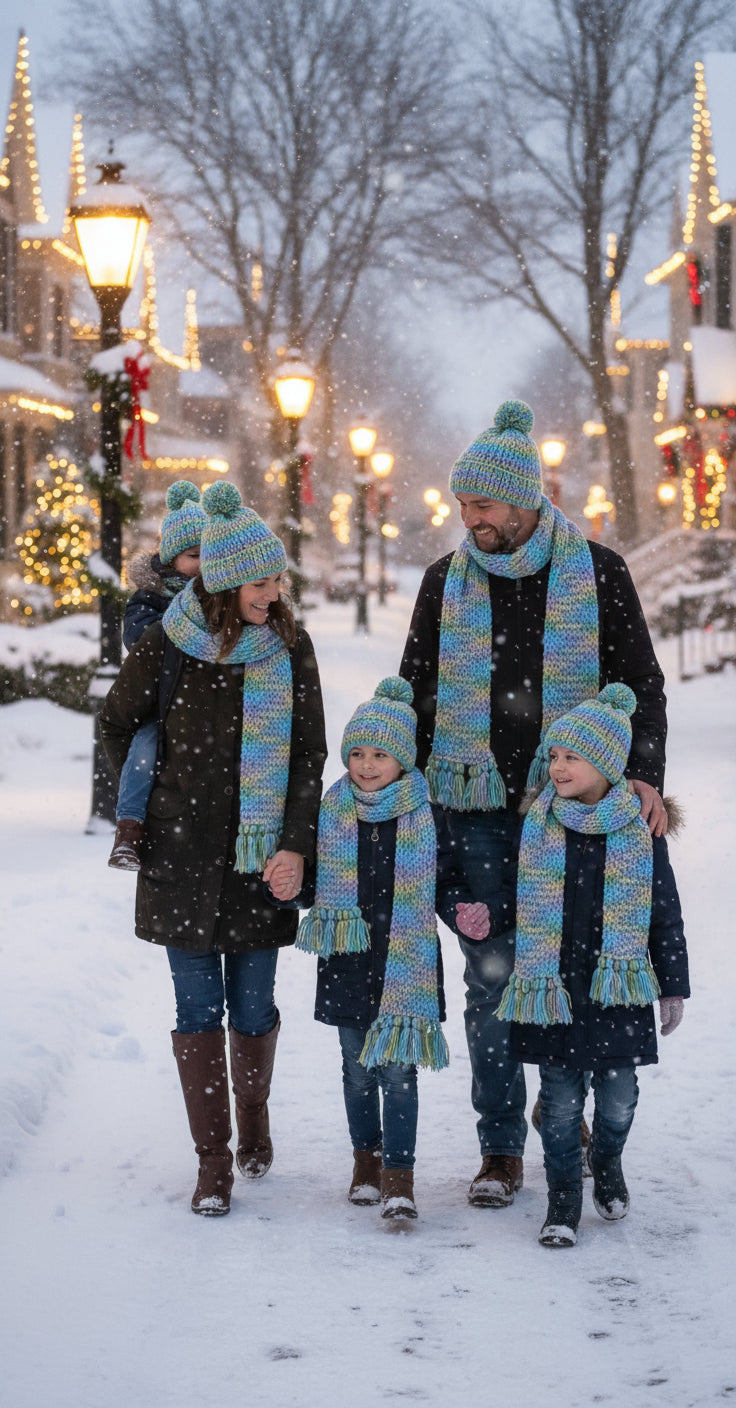Handmade Beanie n Scarves Sets of Yellows, Blues, Greens and Purples