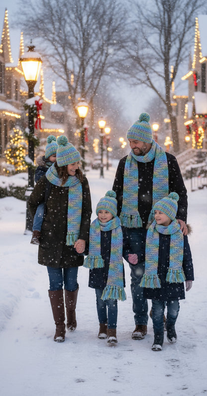 Handmade Beanie n Scarves Sets of Yellows, Blues, Greens and Purples