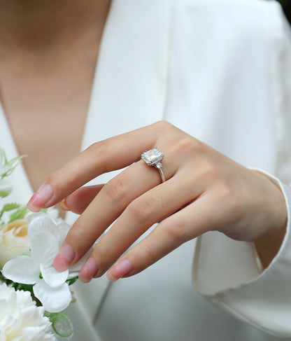 Baguette Diamond Ring Wedding Ring Luxury Moissanite Silver Ring