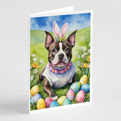 Staffordshire Bull Terrier Easter Egg Hunt Greeting Cards Pack of 8