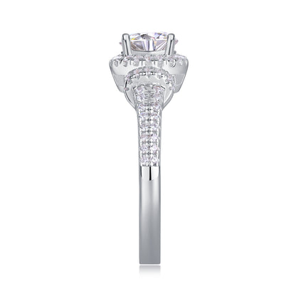 Luxury Fashion Large Diamond Wedding Ring With Moissanite Silver Ring