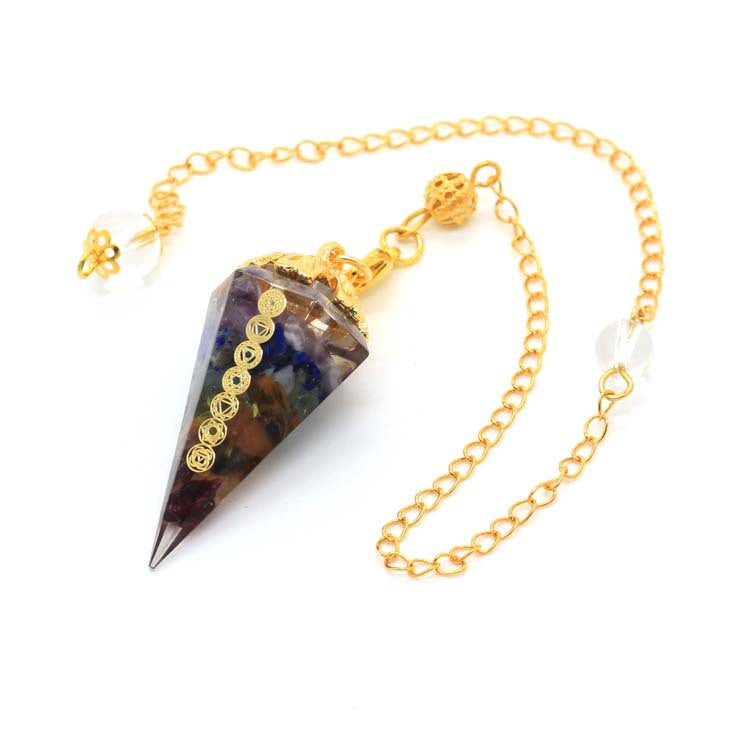 Colorful Chakra Augen Pendulum Crystal Necklace Natural Pendant