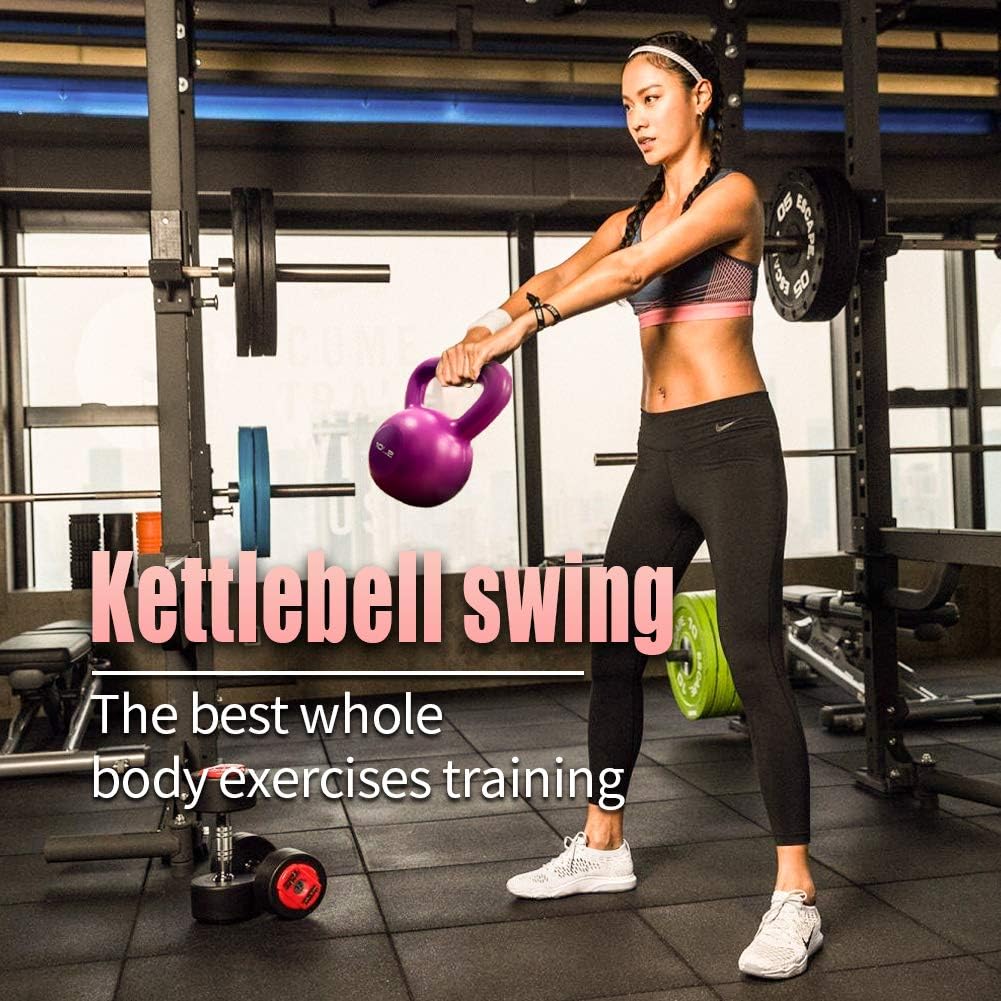 Green 15 lb kettlebell held in two hands for home workout
