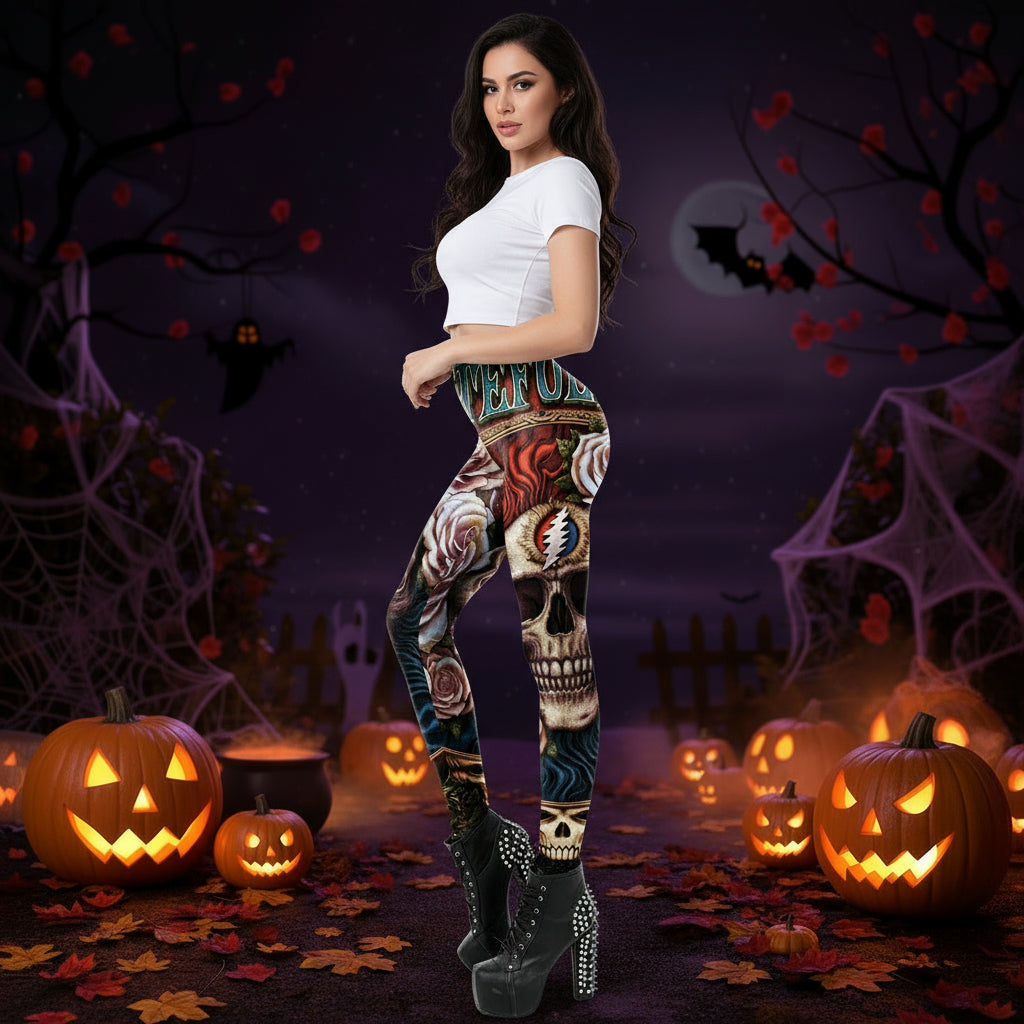 Halloween Skull Pattern Print Ladies Leggings